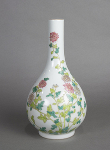 Chinese Porcelain Stickneck Vase, Chrysanthemums