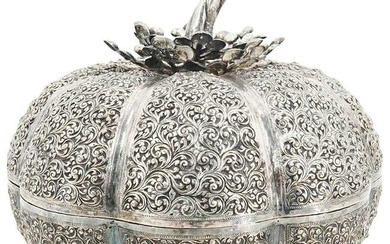 Chinese Sterling Silver Gourd Lidded Box