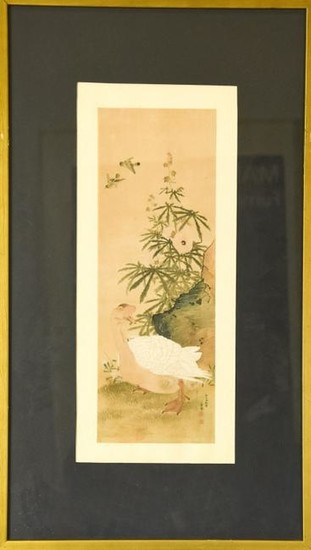 Chinese Watercolor & Ink Painting of a Goose