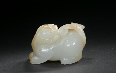 Chinese White Jade Beast-Form Toggle, 18th Century
