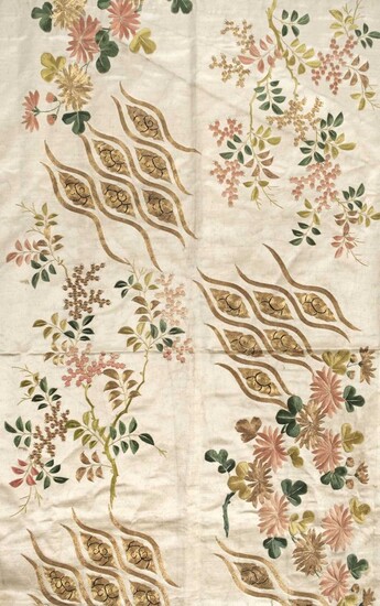 Chinese embroidery. A large piece of embroidered silk, early 19th century
