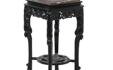 Chinese flower column table with marble, Minguo