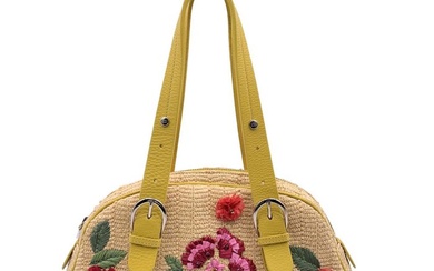 Christian Dior - Limited Edition Yellow Raffia Flower Handbag - Handbag
