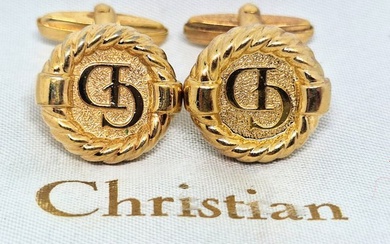 Christian Dior Paris 1970s, exquisite stylish CD logo, 18k gold plated gentleman's - Gold-plated - Cufflinks