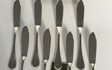 Christofle modèle Albi - Monogramme "SL" - Fish knives (8) - Silverplate