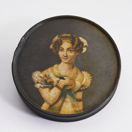 Circa 1800 hand painted lacquer snuff box