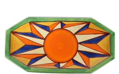 Clarice Cliff Bizarre Ware hand painted sandwich tray 6?H x 11 3/4?W