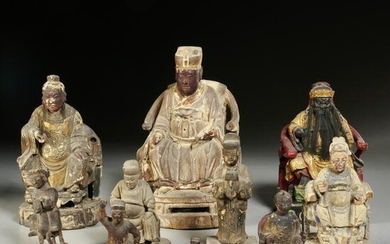 Collection Chinese carved wood figures