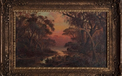 Colonial School - River at Sunset 17.5 x 29 cm (frame: 27 x 37 x 2 cm)