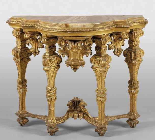 Console Luigi XIV in legno intagliato e dorato