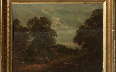 Continental School, "Landscape with Figure on Path,"