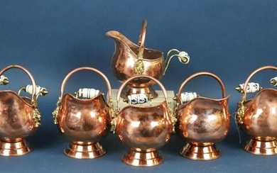 Copper and Brass Handled Pitchers