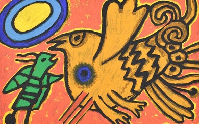 Corneille (1922-2010) - L’oiseau et Insect Orange