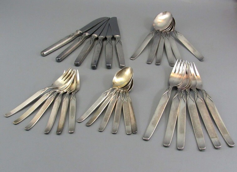 Cutlery Set for 6 Persons Made by Rostfrei Solingen, Art-Nouveau Style