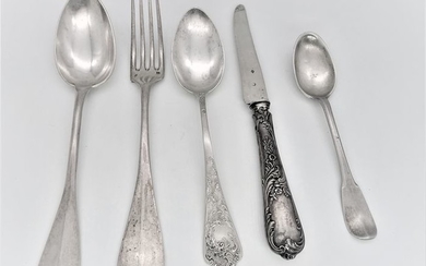 Cutlery set (5) - .800 silver - Europe - Early 19th century