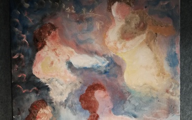 DAVID P., « quatre femmes », huile sur toile signée en bas à droite. 91x73cm...