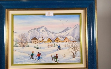 DUCOS Enfants skiant huile sur toile 24 x... - Lot 17 - Richard Maison de ventes