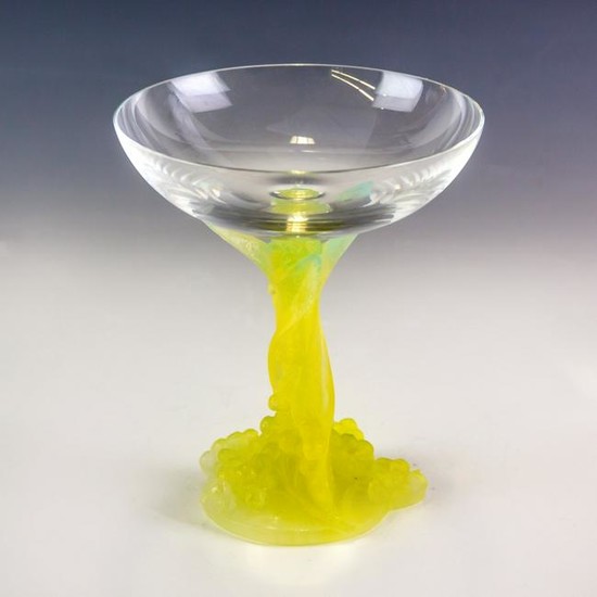 Daum French Art Glass Pate De Verre Compote Bowl