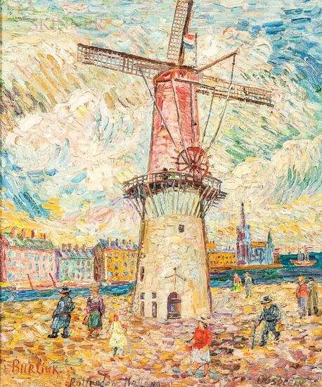 David Davidovich Burliuk (Ukrainian/American, 1882-1967) Windmill at Rotterdam