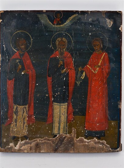 (-), 'De Drie Heilige Hiërarchen', Russisch icoon, 19e...