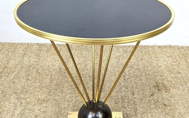 Designer Black and Brass Round Side Table. Ball base su