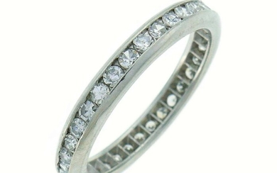 Diamond Platinum Eternity BAND Ring Art Deco Single Cut