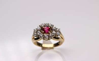 Diamond Ring with Ruby