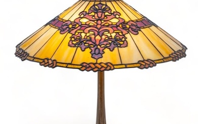 Duffner & Kimberly Co. (American (Est. 1905)) Leaded Glass Table Lamp Ca. 1910, "Russian", H 23"