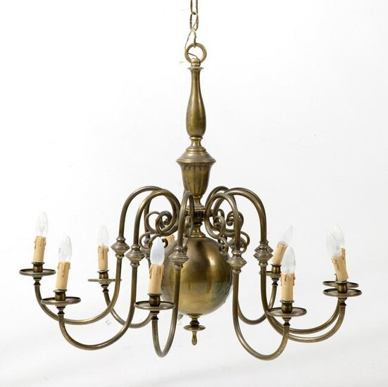Dutch style ceiling lamp in gilded metal.