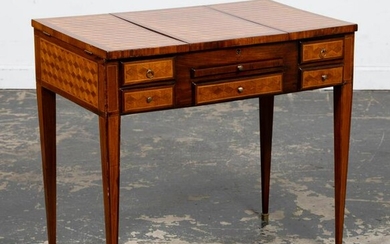E. 20TH C. FRENCH PARQUETRY INLAID DRESSING TABLE
