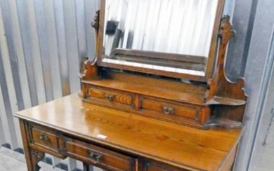 EARLY 20TH CENTURY ASH DRESSING TABLE WITH 3 DRAWERS...