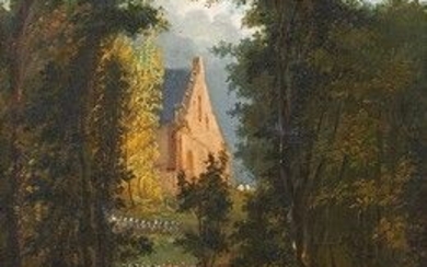 ECOLE ANGLAISE du XIXe siècle La procession Huile sur toile, rentoilée. 45 x 38,5 cm...