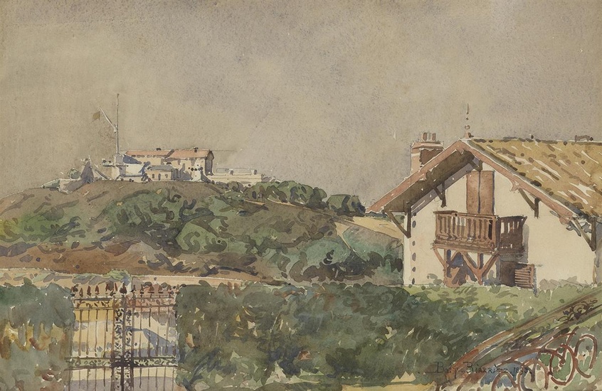 EDWARD BOIT Biarritz. Watercolor on paper, 1893. 300x455 mm; 12x17 3/4 inches. Signed,...