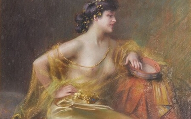 ENJOLRAS Delphin (1857-1945) "La Bayadère" Pastel, signé en bas, à gauche 70 x 58 cm...