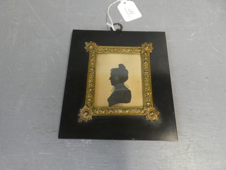 Early 19th Century silhouette painting with water colour hig...