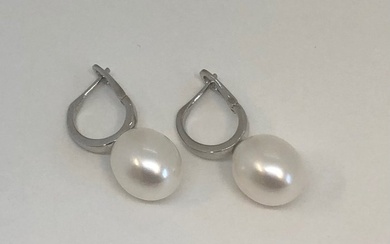Earrings FreshWater Drop Pearls - White Gold 18K