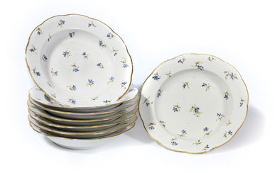 Eight Sevres soup plates