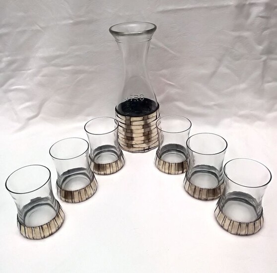 Elegant Set of Jug and Glasses (7) - .800 silver, Crystal - CHELI ARDUINO - Italy - Mid 20th century