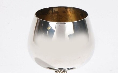 Elizabeth II silver goblet, Sheffield marks rubbed, maker Pinder Brothers, the plain bowl above an