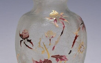 Emile Galle Enameled Glass Vase