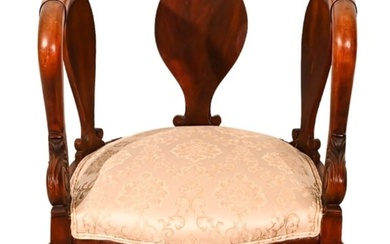 Empire Style Carved Upholstered Armchair