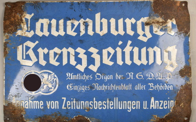 Enamel sign of the Lauenburg Border Newspapers/Pomerania