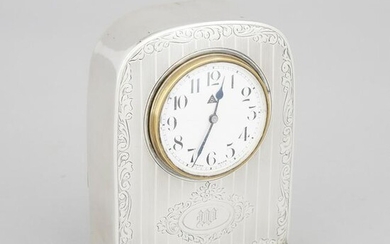 English Silver Cased Dressing Table Clock, Charles S.