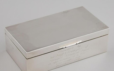 English Silver Rectangular Cigarette Box, J.T. Deeley