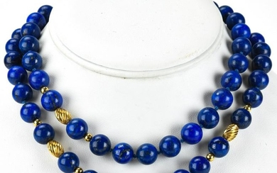 Estate 14kt Yellow Gold & Lapis Lazuli Necklace