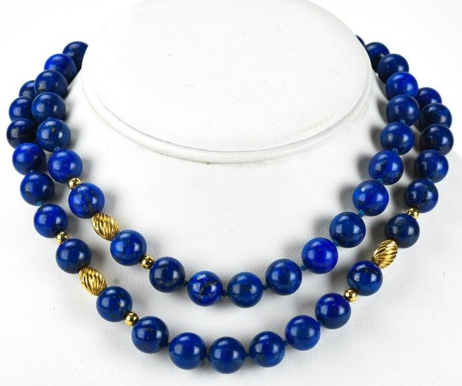 Estate 14kt Yellow Gold & Lapis Lazuli Necklace