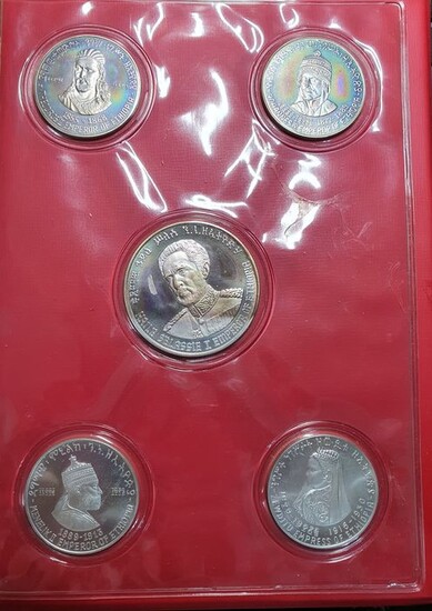 Ethiopia - 5 Dollars + 10 Dollar EE1964 (1972) Haile Selassie' (5 pieces) in set - Silver
