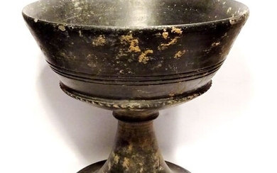 Etruscan "Bucchero-Nero" ceramic Big chalice