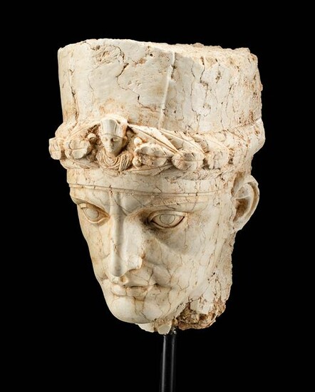 Exemplary Palmyrene Limestone Head of Priest