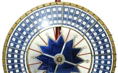 FINE GRAPHIC REVERSE PAINTING ON GLASS GAME WHEEL, H.C.